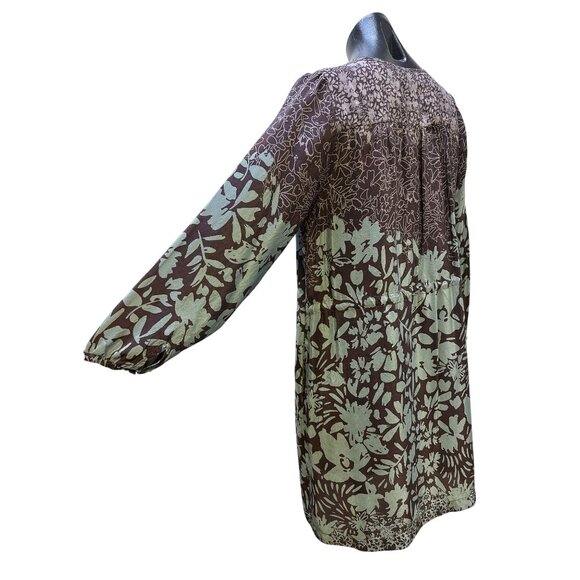 Johnny Was Purple & Mint Silk Floral Print Boho Dress w/Tie Neck  Size S - Picture 7 of 12